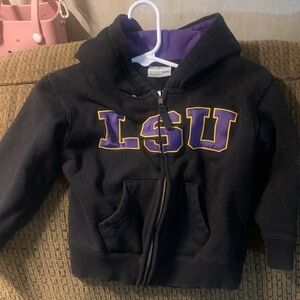 Colosseum Kids Black Hoodie with Purple and Gold LSU Appliqué